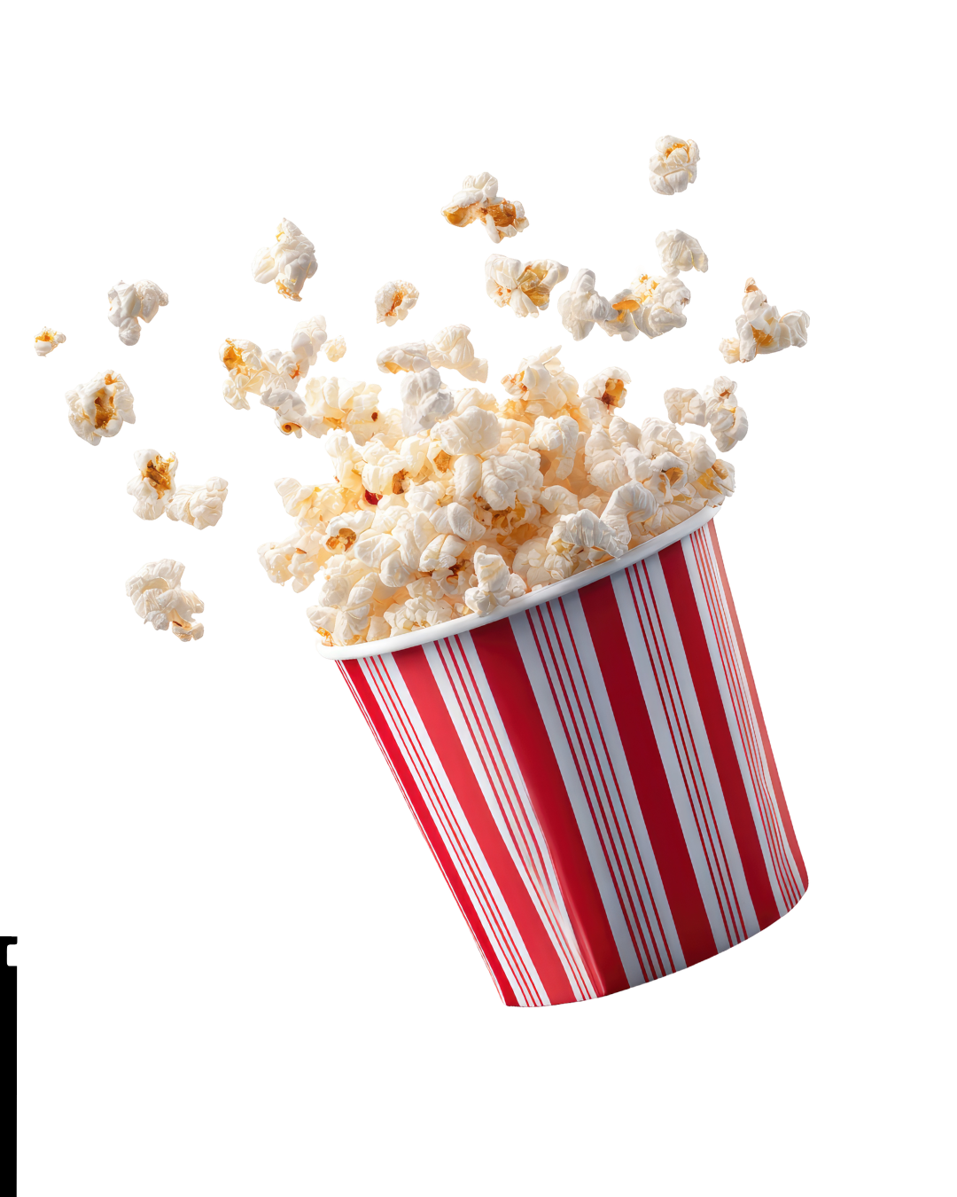 Palomitas de maíz en un contenedor en colores blanco y rojo, con efecto realista
