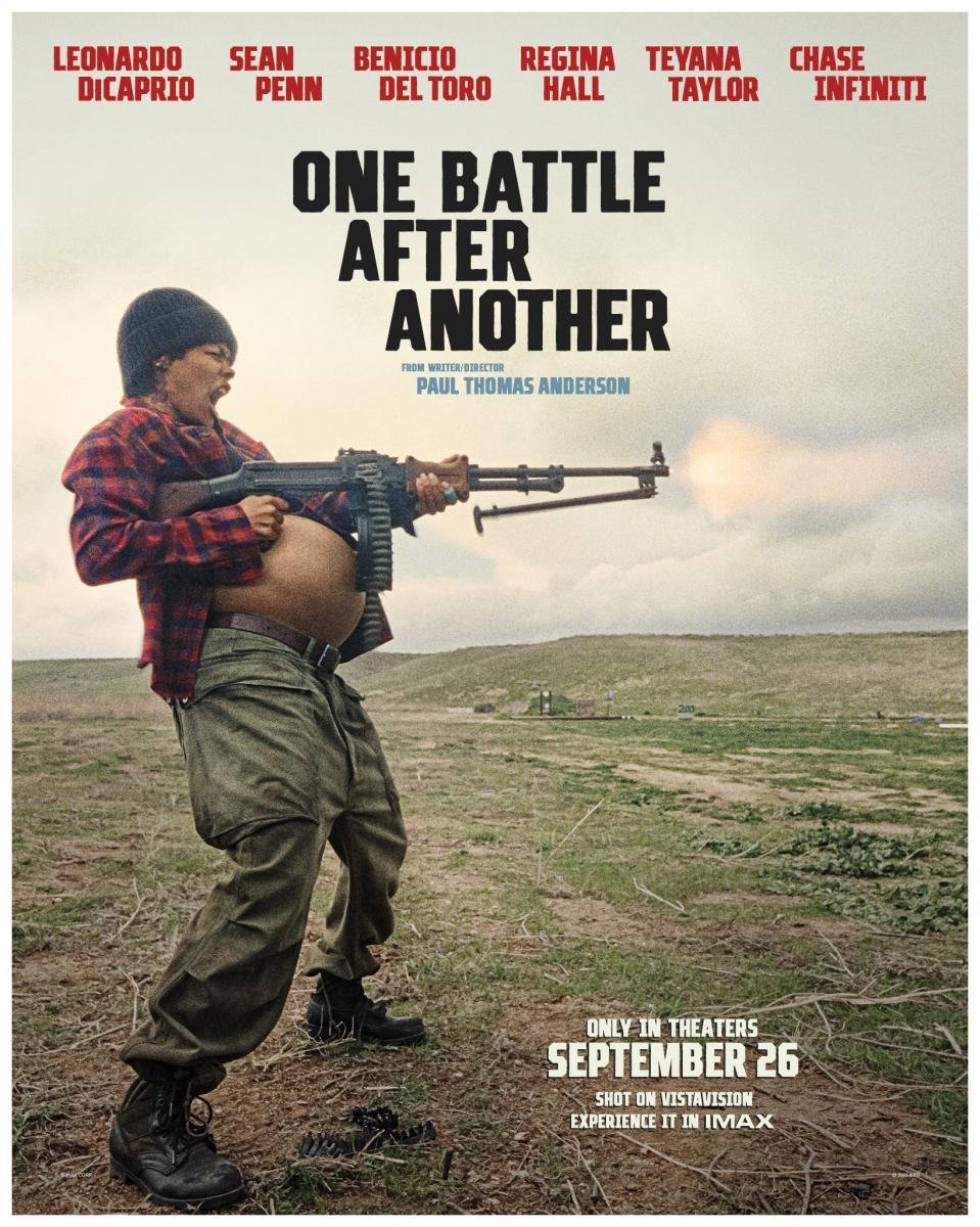 Cartel de la película One Battle After Another (2025) con una de las protagonistas (Teyana Taylor) en la esquina izquierda.