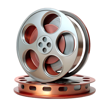 Carrete de película tridimensional en colores metalizados